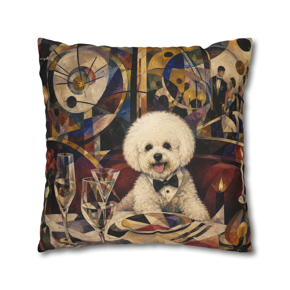 Colorful Pop Art Bichon Pillowcase - Vibrant Dog Accent Pillow