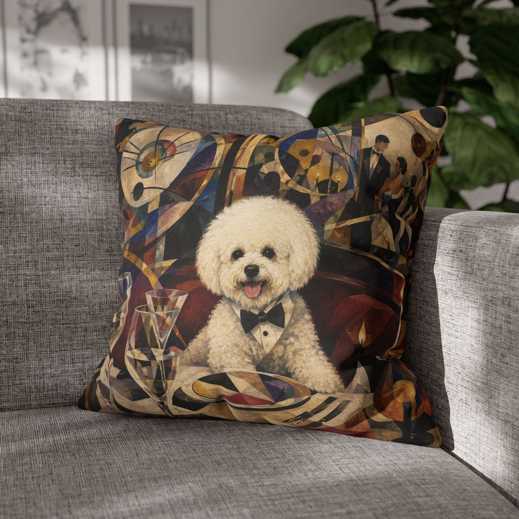 Bichon Frise Dinner Party Decorative Pillowcase