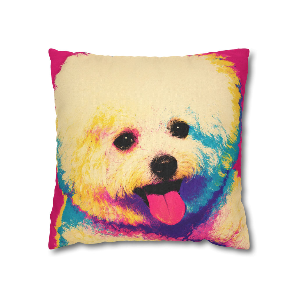 Colorful Pop Art Bichon Pillowcase - Vibrant Dog Accent Pillow