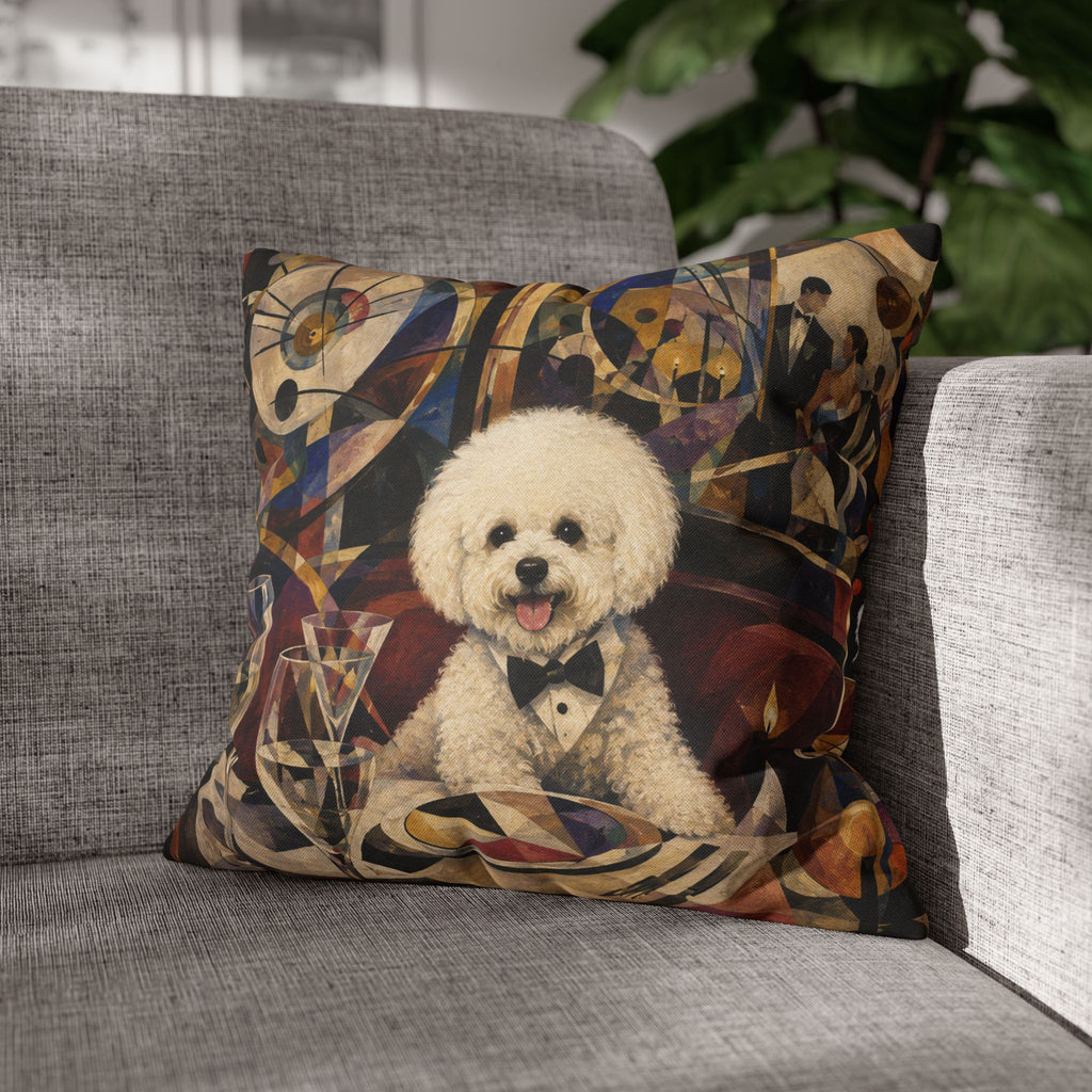 Bichon Frise Dinner Party Decorative Pillowcase