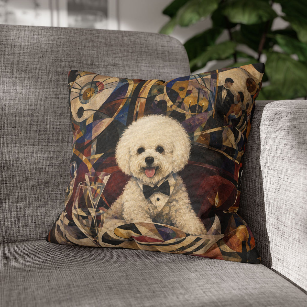 Bichon Frise Dinner Party Decorative Pillowcase