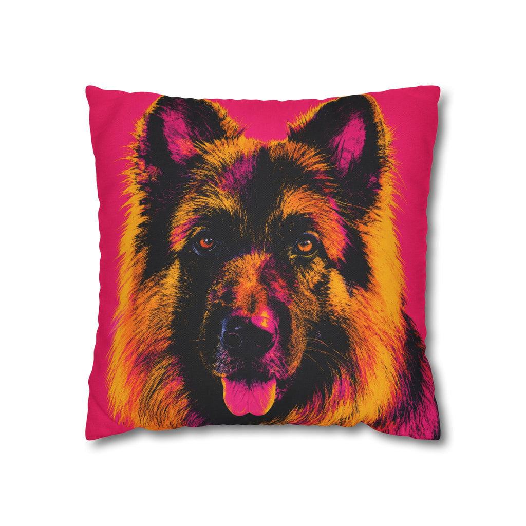 Pop Art German Shepherd Pillowcase — Bold Neon Dog Throw Pillow Cover