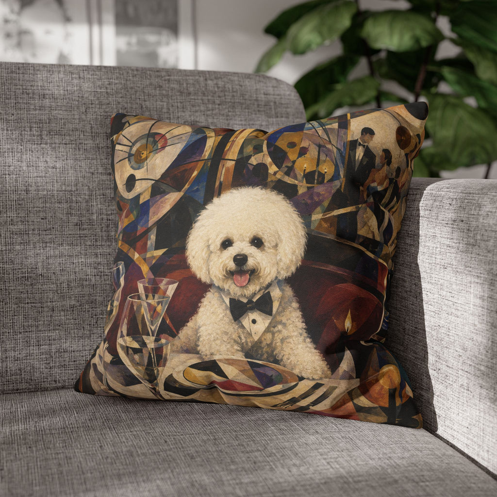 Bichon Frise Art Pillowcase - Retro Cocktail Party Decorative Throw Pillow Cover