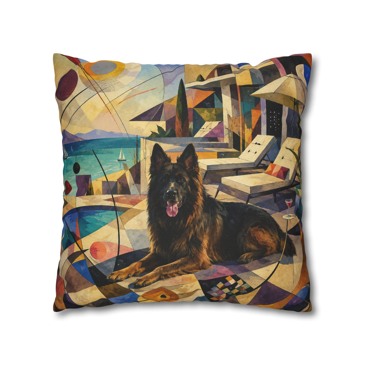 Pop Art German Shepherd Pillowcase — Vibrant Neon Dog Throw Pillow Cover