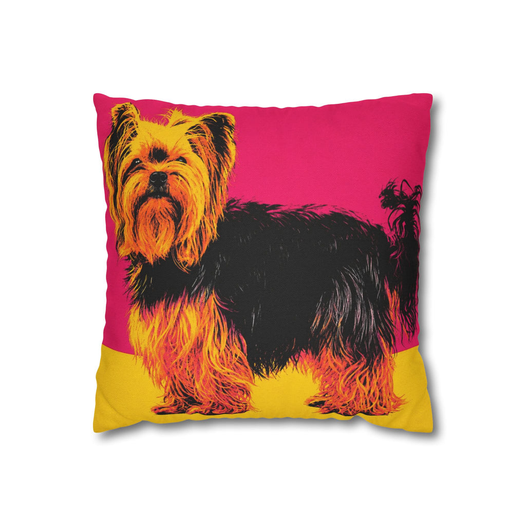 Pop Art Yorkie Throw Pillowcase — Colorful Yorkshire Terrier Accent Pillow
