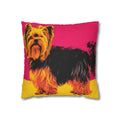 Pop Art Yorkie Throw Pillowcase — Colorful Yorkshire Terrier Accent Pillow