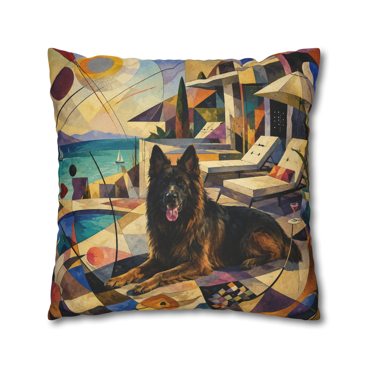 Pop Art German Shepherd Pillowcase — Vibrant Neon Dog Throw Pillow Cover