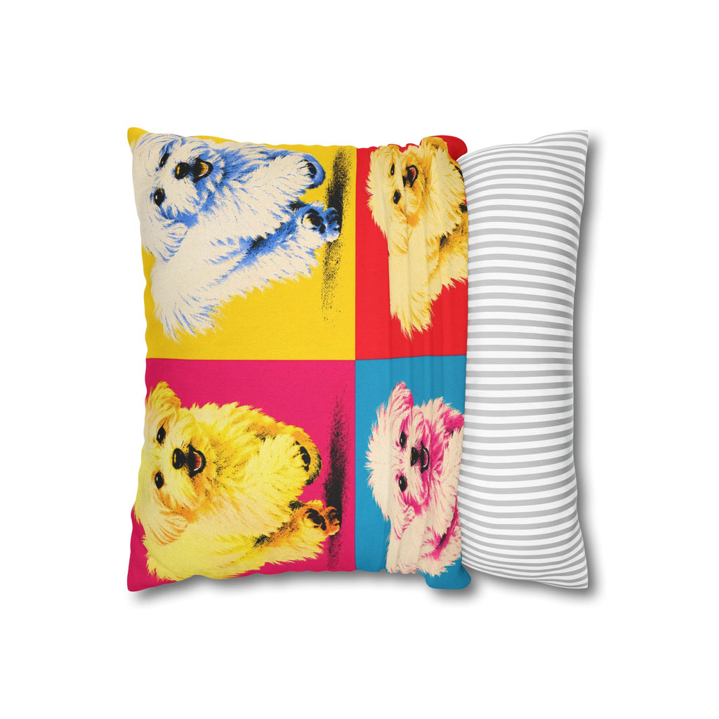 Pop Art Maltese Dog Pillow — Colorful Square Throw Pillowcase