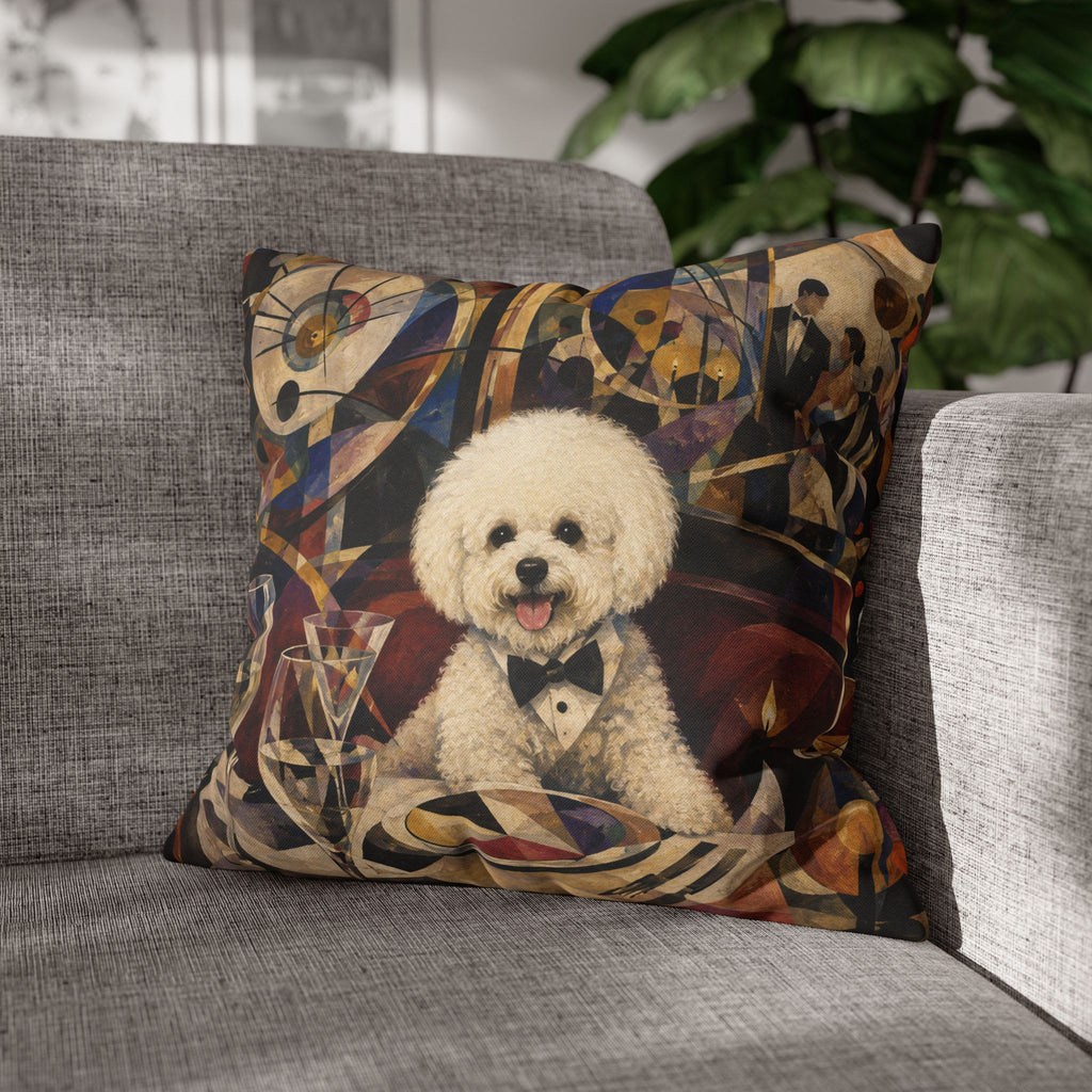 Bichon Frise Dinner Party Decorative Pillowcase