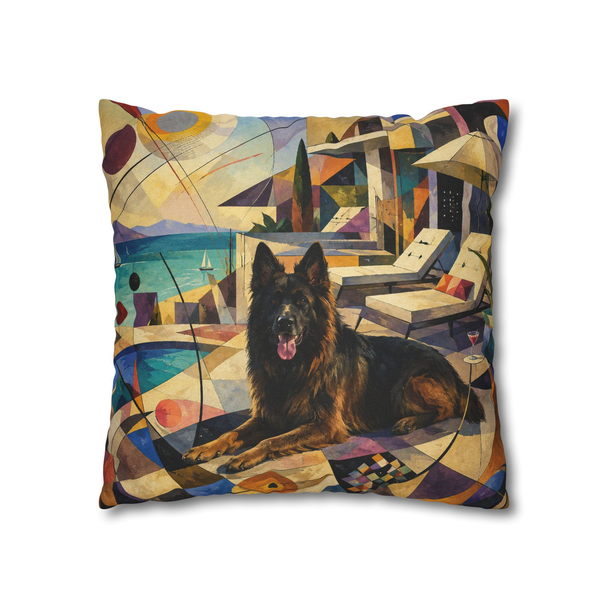 Pop Art German Shepherd Pillowcase — Vibrant Neon Dog Throw Pillow Cover