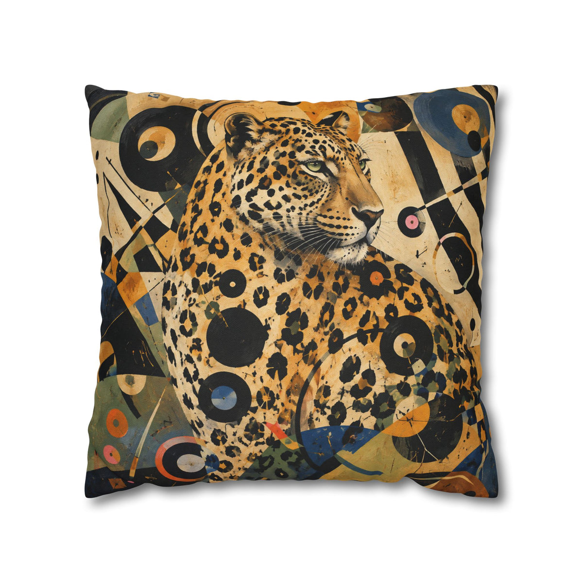 Leopard Art Decorative Pillowcase — Retro Abstract Wildlife Throw Pillow Cover