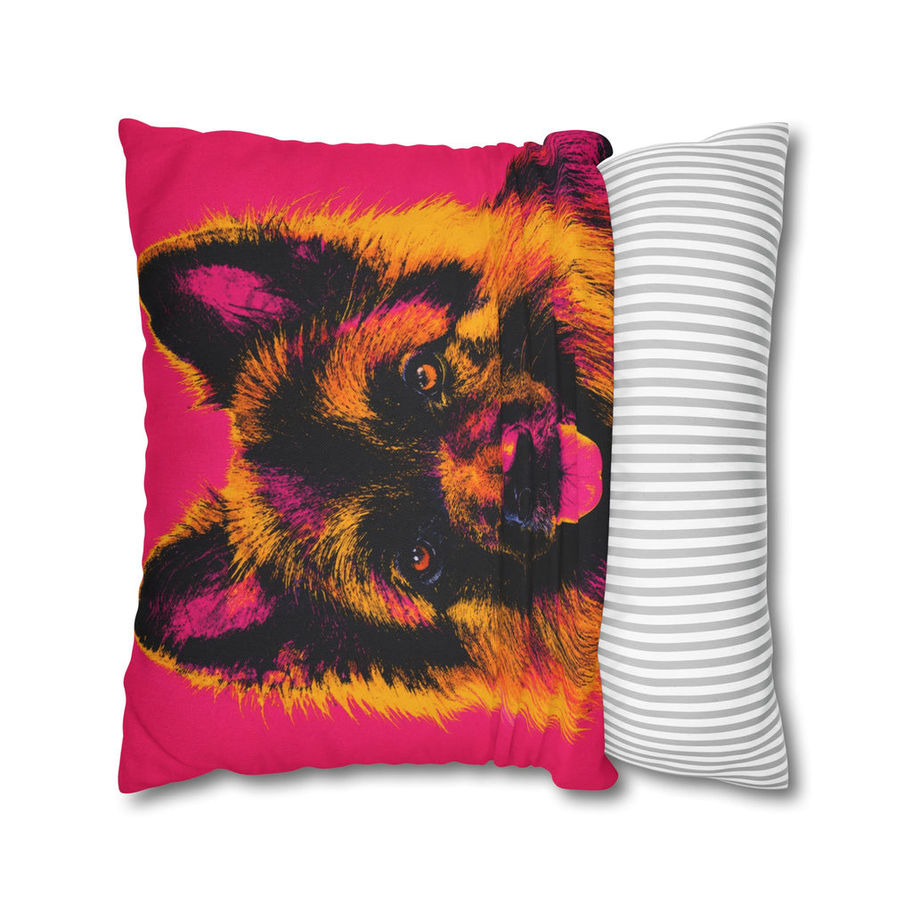 Pop Art German Shepherd Pillowcase — Bold Neon Dog Throw Pillow Cover