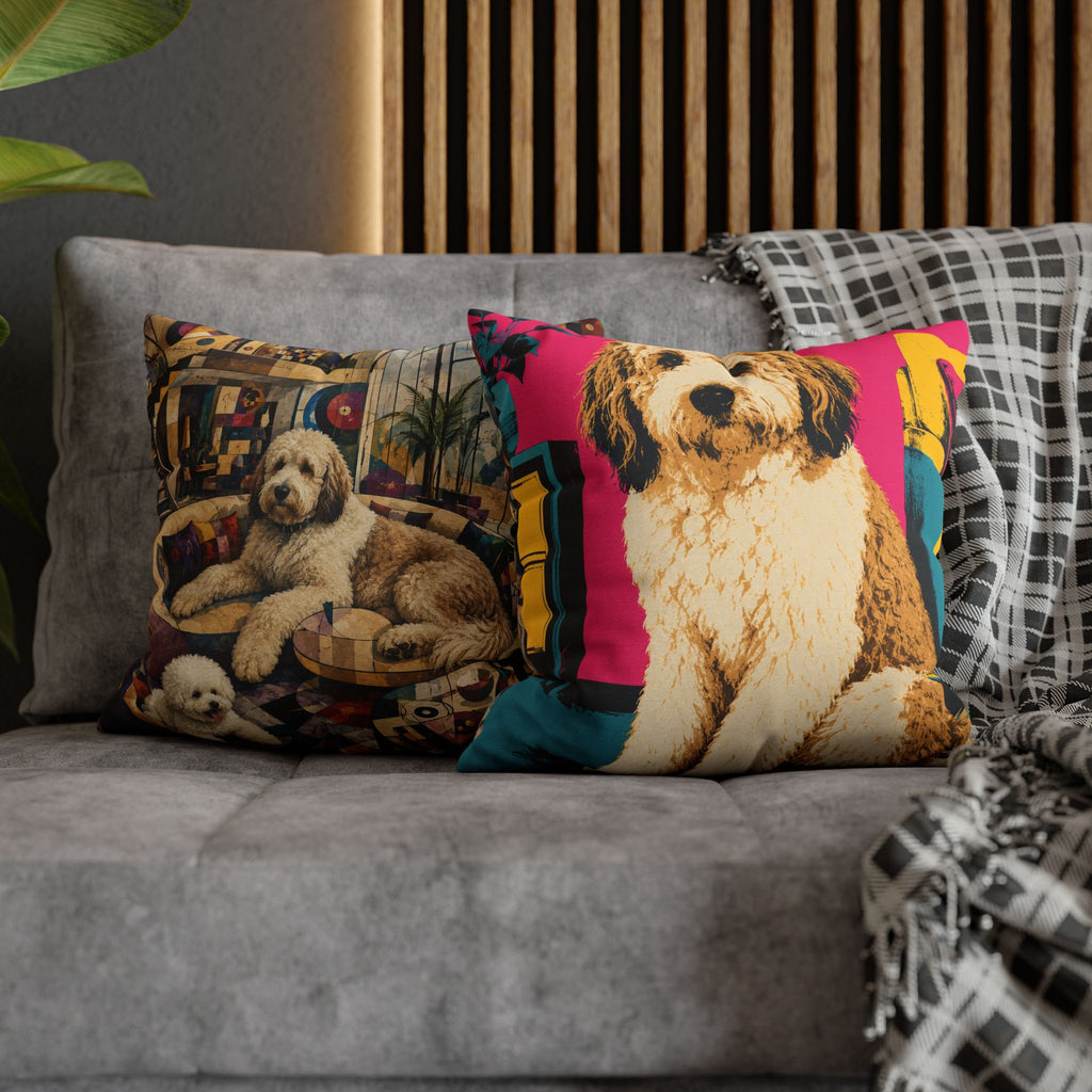 Pop Art Dog Pillowcase - Colorful Doodle Dog Decorative Throw Pillow Cover