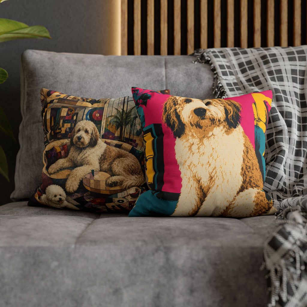 Pop Art Dog Pillowcase - Colorful Doodle Dog Decorative Throw Pillow Cover
