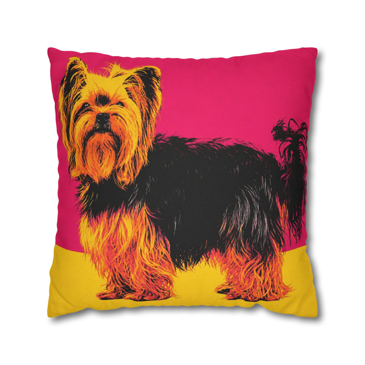 Pop Art Yorkie Throw Pillowcase — Colorful Yorkshire Terrier Accent Pillow
