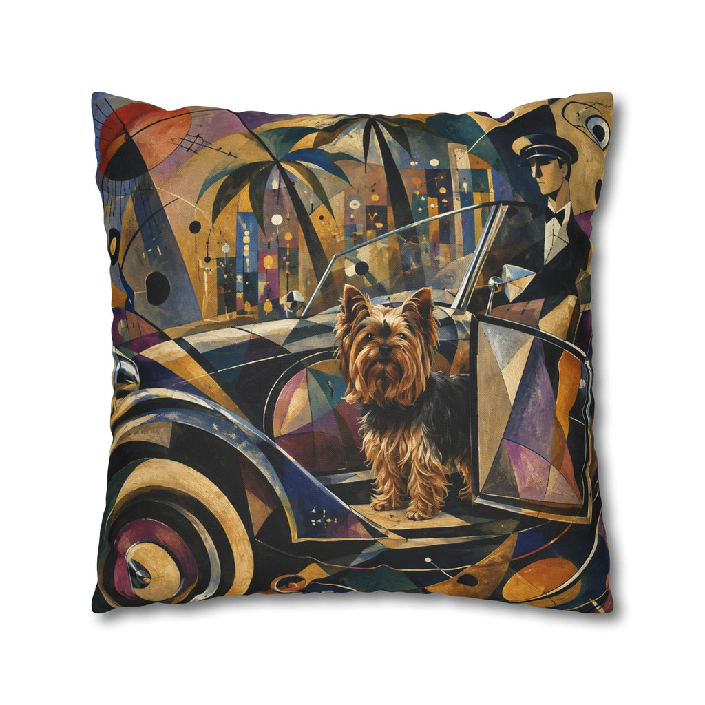 Pop Art Yorkie Throw Pillowcase — Colorful Yorkshire Terrier Accent Pillow