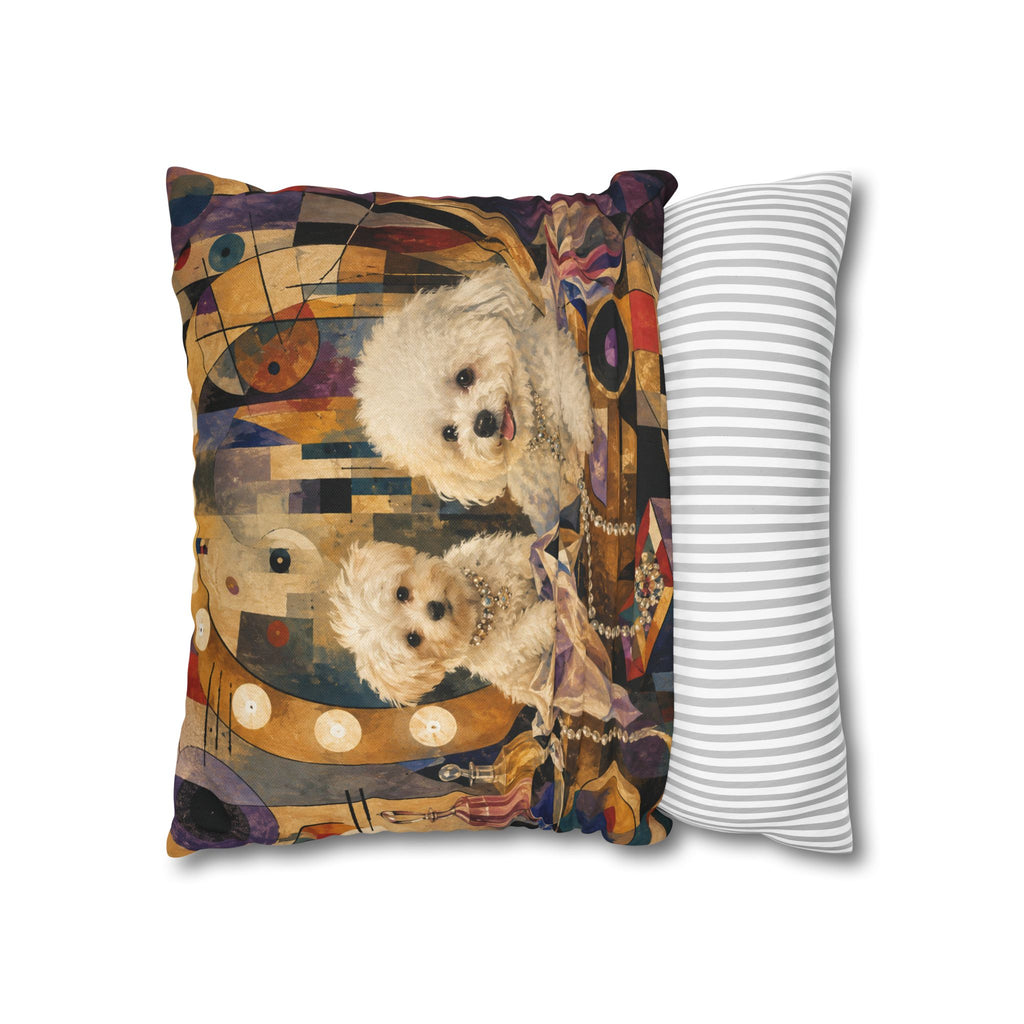 Bichon Frise Art Pillowcase - Retro Cocktail Party Decorative Throw Pillow Cover