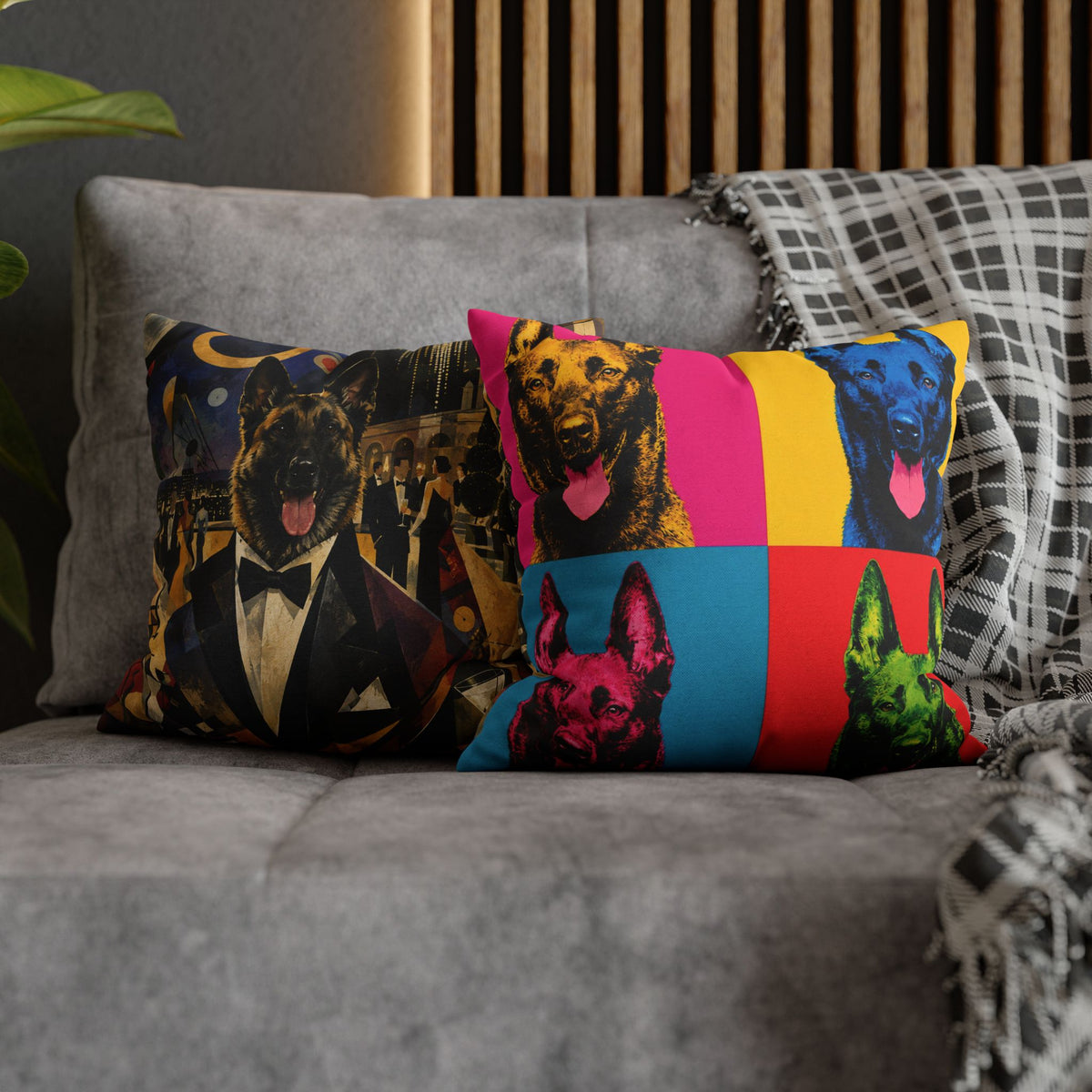 Pop Art Dog Pillowcase — Colorful German Shepherd Throw Pillow Cover