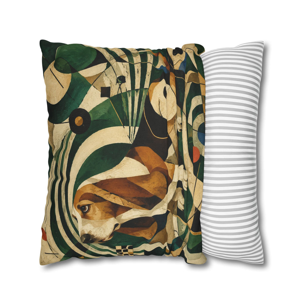 Abstract Basset Hound Decorative Pillowcase — Modern Geometric Dog Art Cushion Cover