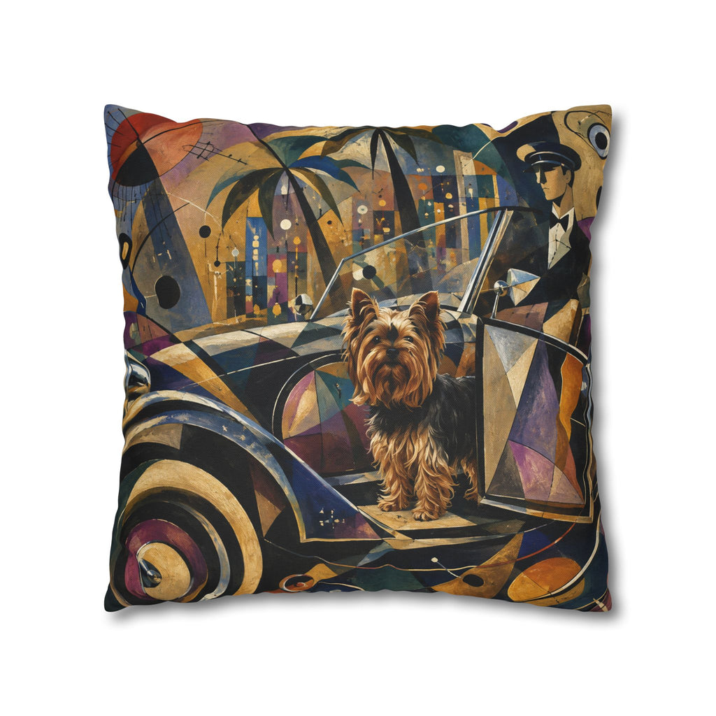 Pop Art Yorkie Throw Pillowcase — Colorful Yorkshire Terrier Accent Pillow
