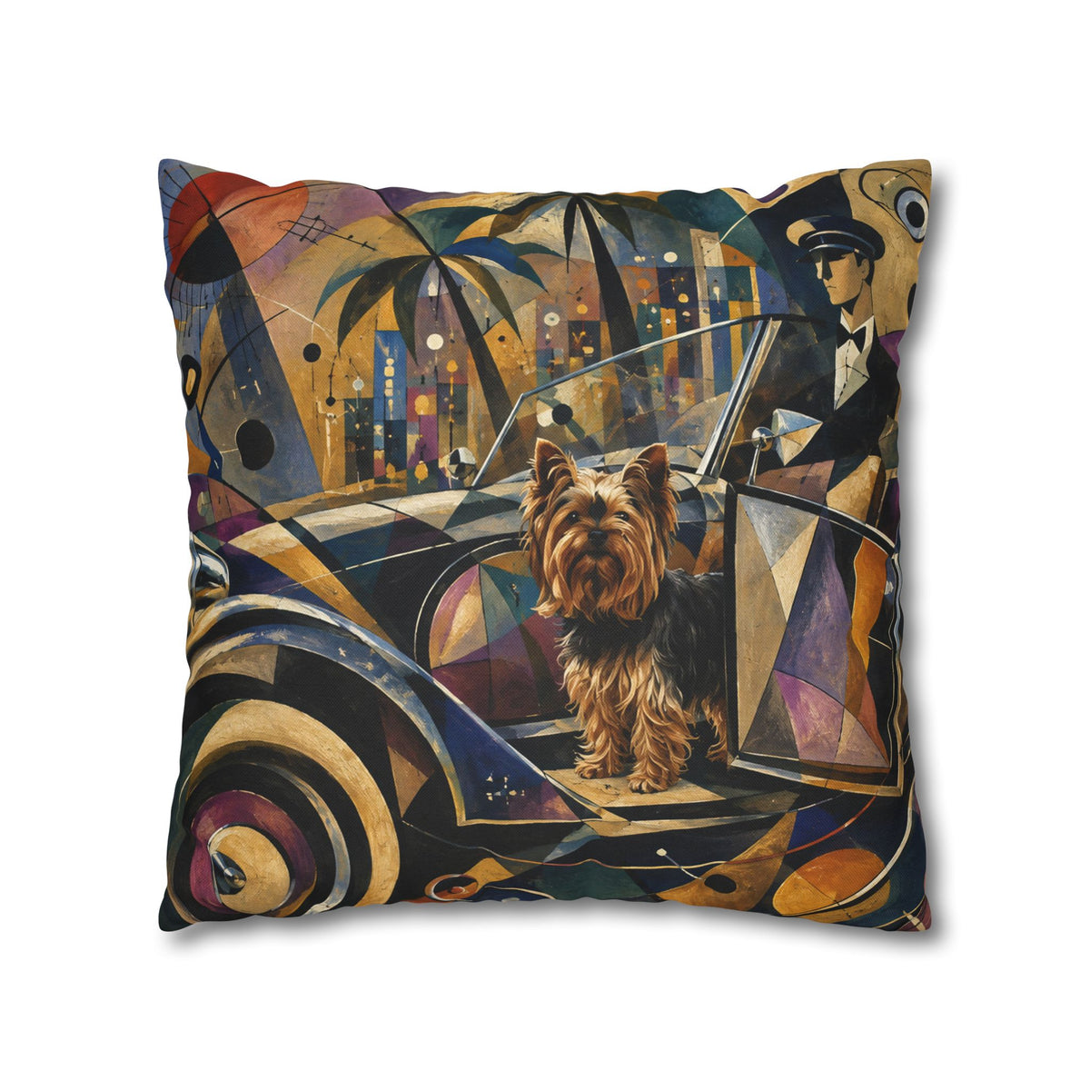 Pop Art Yorkie Throw Pillowcase — Colorful Yorkshire Terrier Accent Pillow