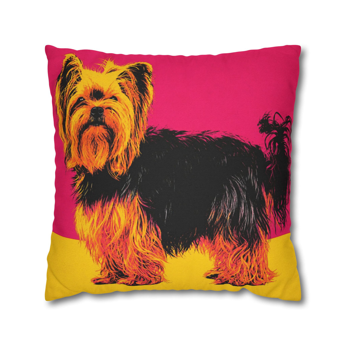 Pop Art Yorkie Throw Pillowcase — Colorful Yorkshire Terrier Accent Pillow