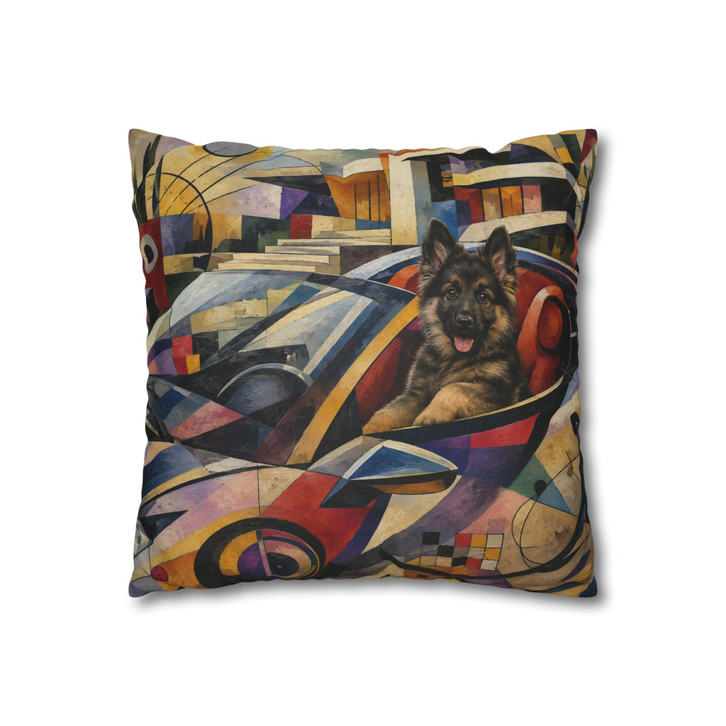 Pop Art German Shepherd Pillowcase — Bold Neon Dog Throw Pillow Cover
