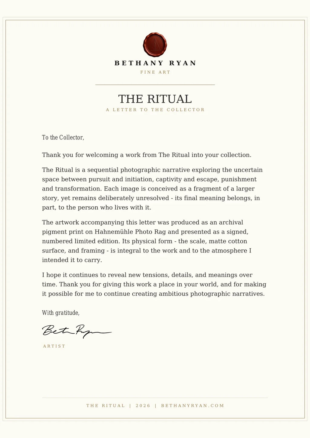 Posse — A letter from the artist