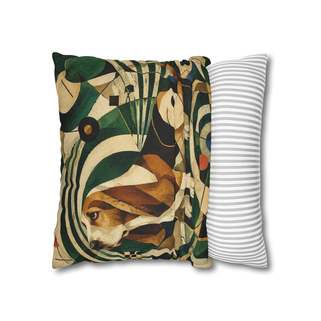 Abstract Basset Hound Decorative Pillowcase — Modern Geometric Dog Art Cushion Cover