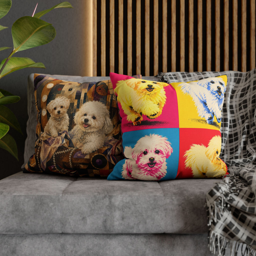 Pop Art Maltese Dog Pillow — Colorful Square Throw Pillowcase