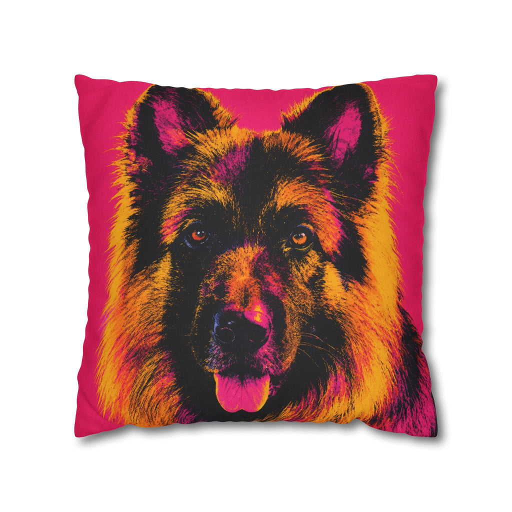 Pop Art German Shepherd Pillowcase — Vibrant Neon Dog Throw Pillow Cover