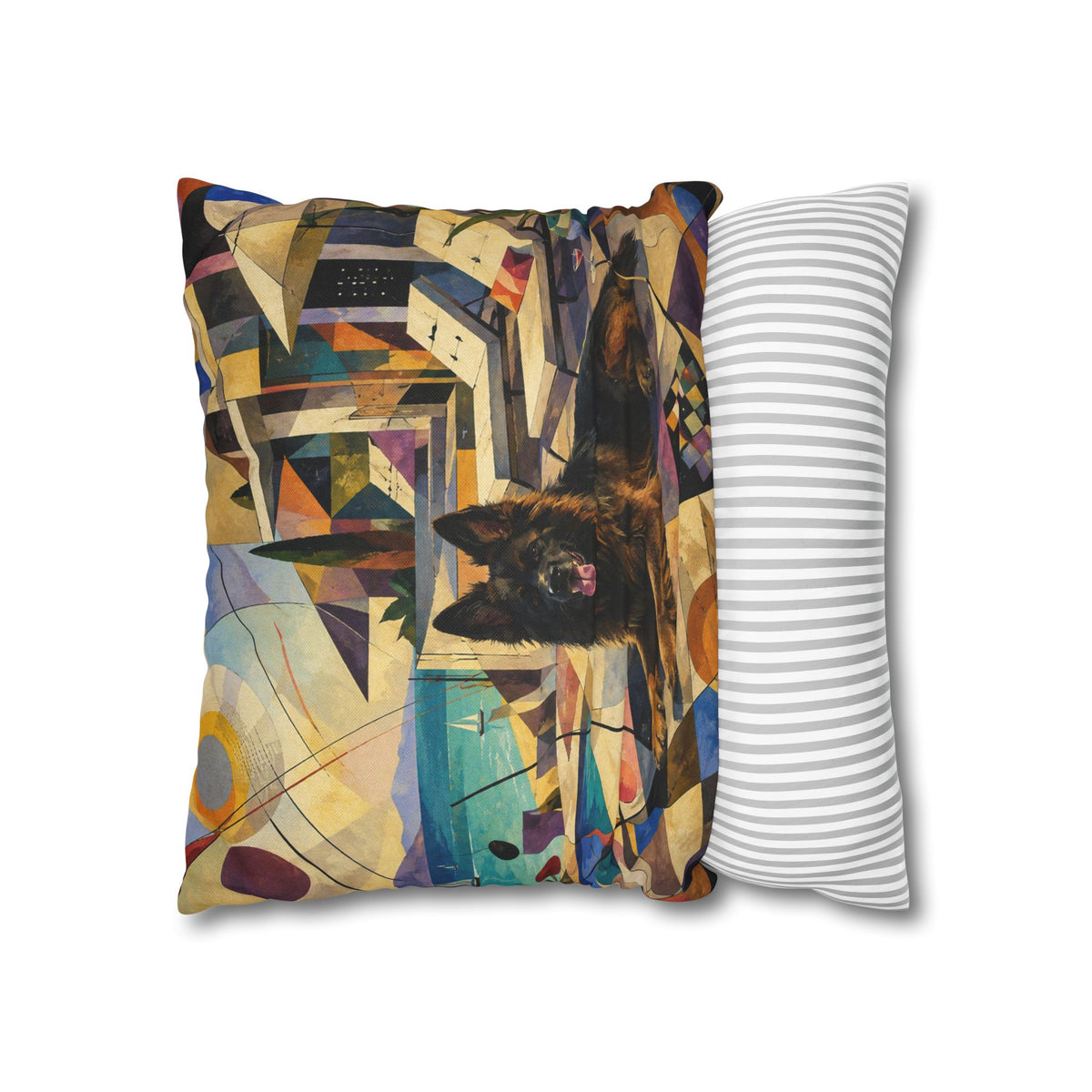 Pop Art German Shepherd Pillowcase — Vibrant Neon Dog Throw Pillow Cover