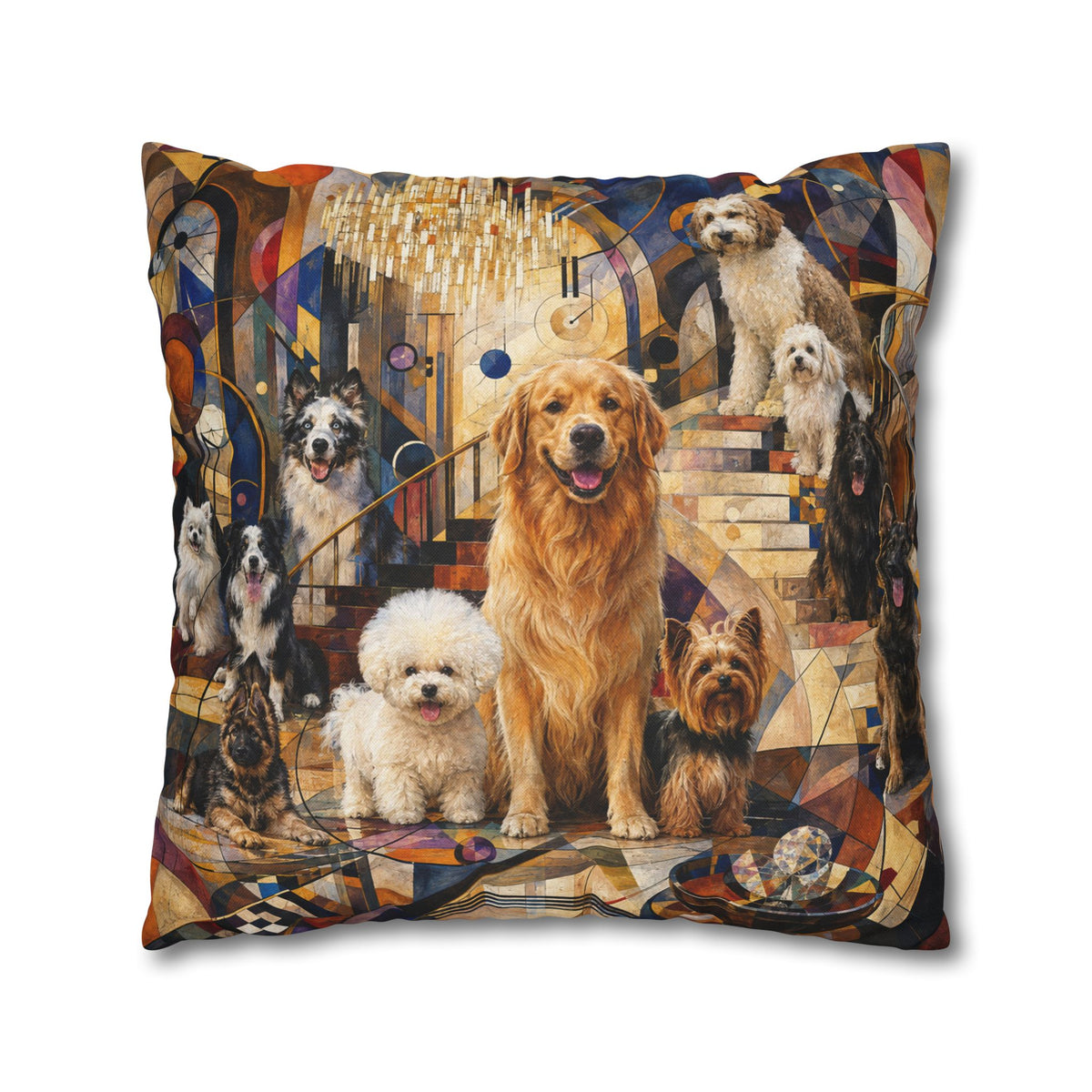 Bichon Frise Dinner Party Decorative Pillowcase