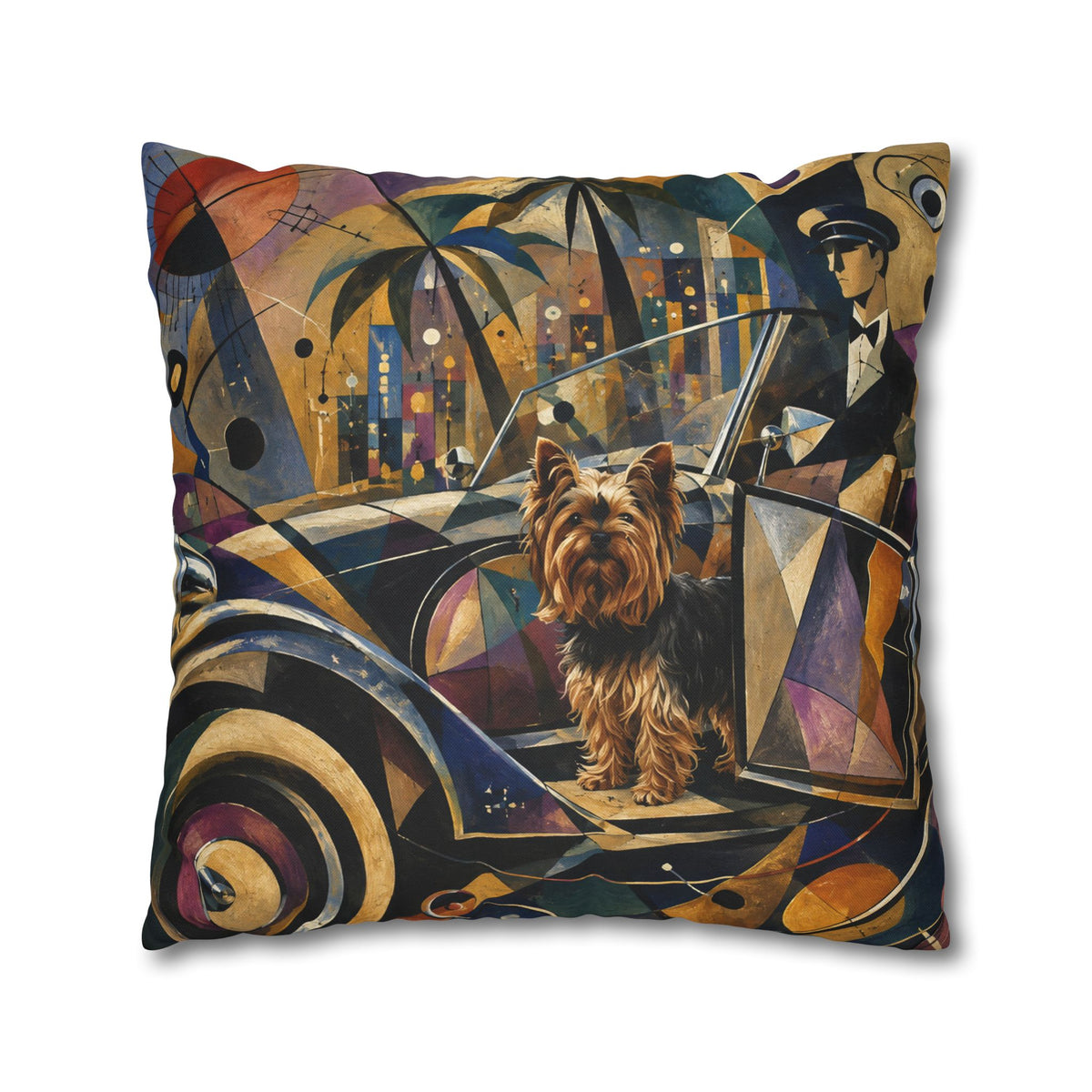 Pop Art Yorkie Throw Pillowcase — Colorful Yorkshire Terrier Accent Pillow