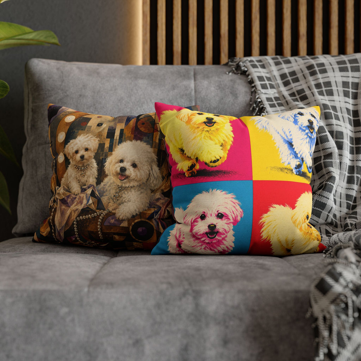 Pop Art Maltese Dog Pillow — Colorful Square Throw Pillowcase