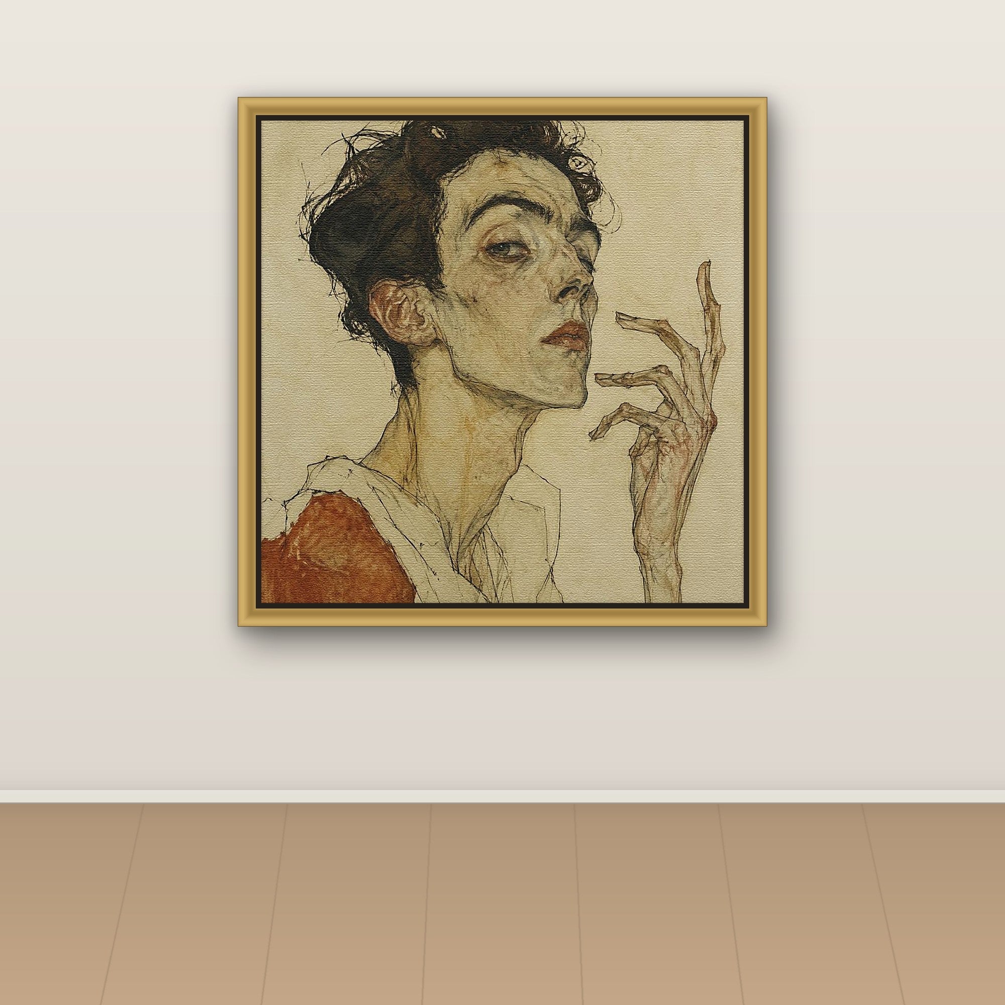 Angular Portrait with Raised Hand