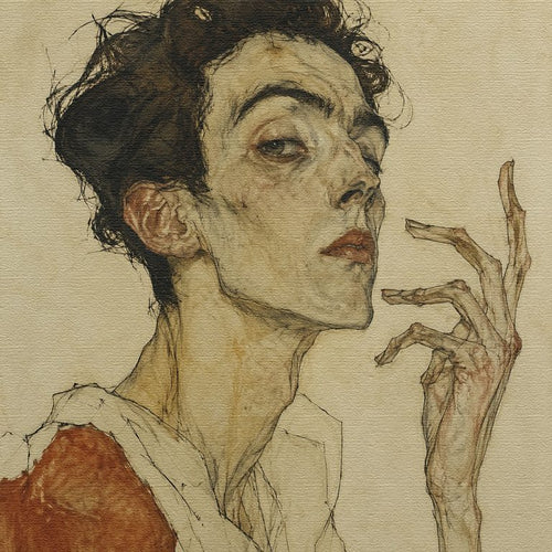Angular Portrait with Raised Hand