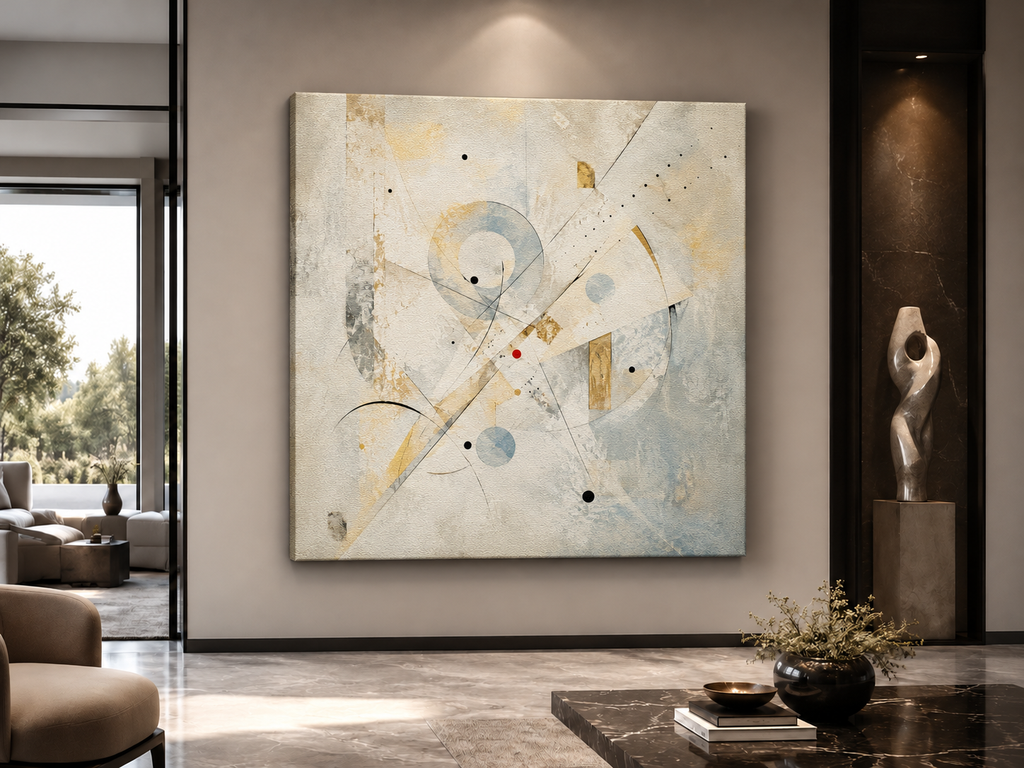 Whispered Resonance in Luminous White — unframed mirror-wrap stretched canvas mockup
