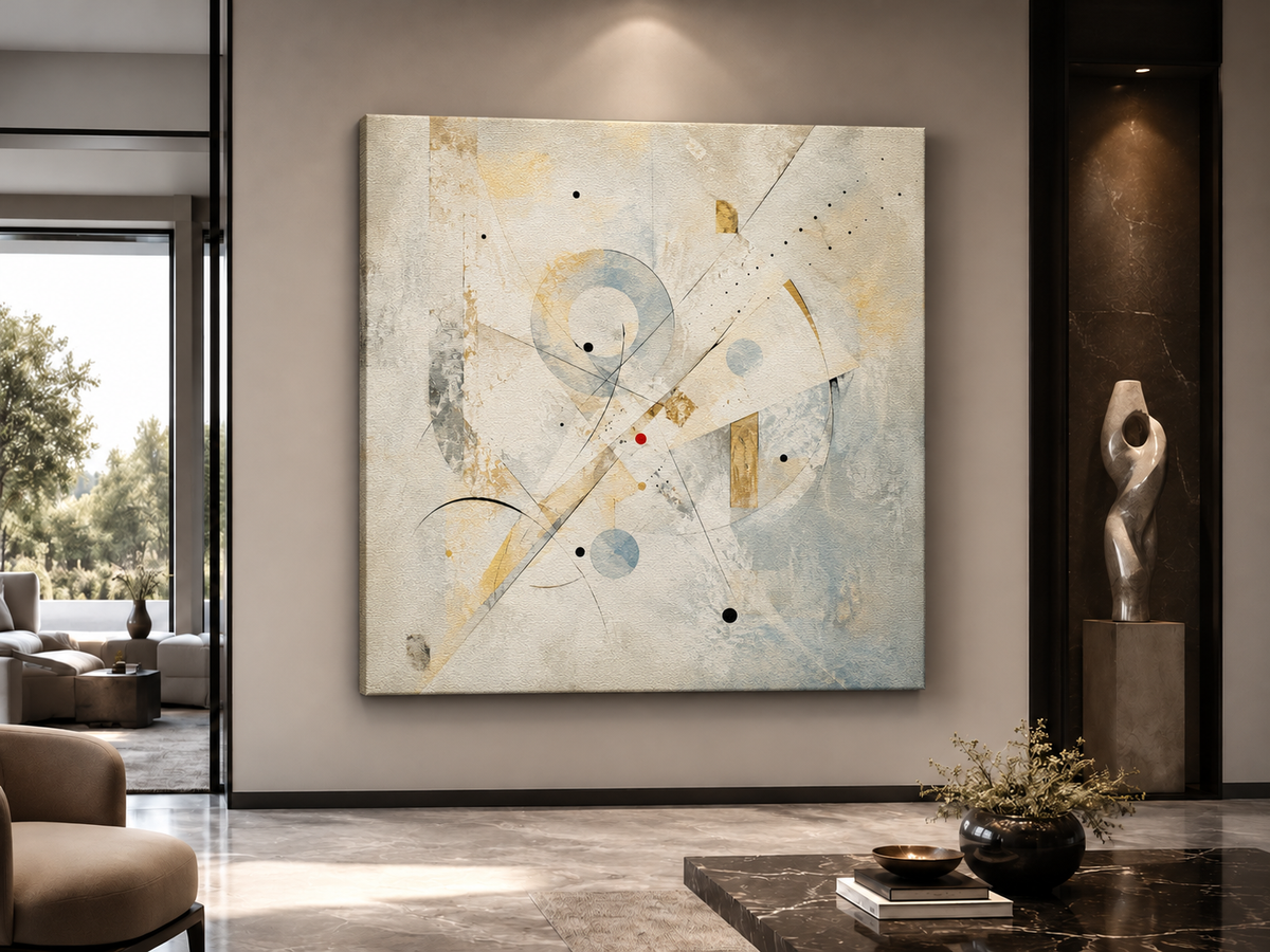 Whispered Resonance in Luminous White — unframed mirror-wrap stretched canvas mockup