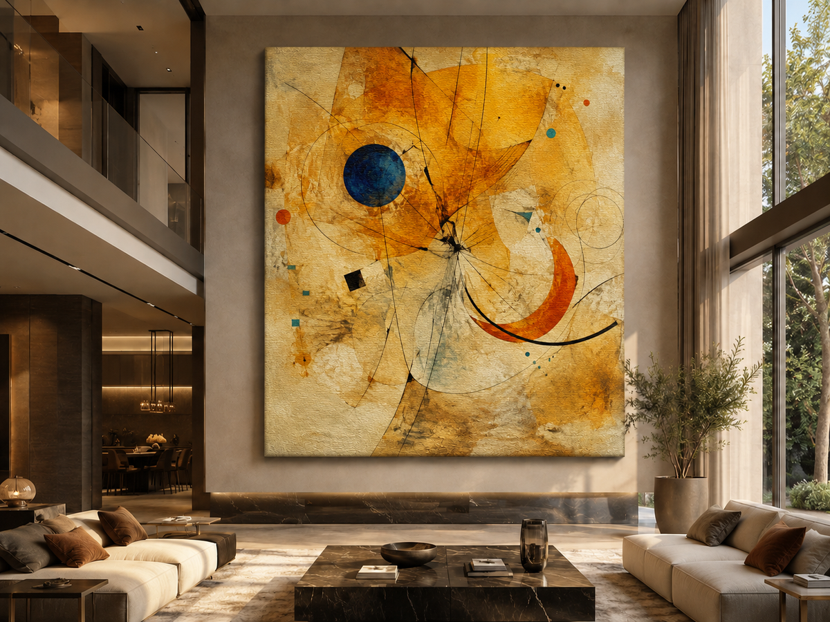 Amber Suspension a Quiet Symphony — unframed mirror-wrap stretched canvas mockup