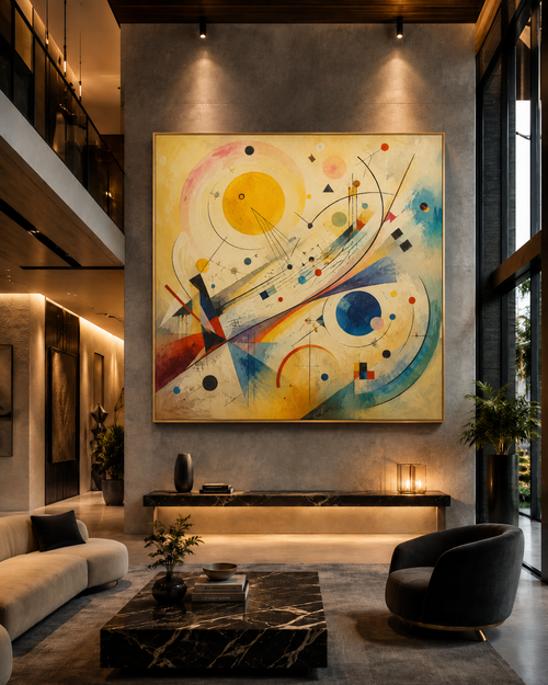 Awakening Orchestra at Sunrise — gold floating frame mockup