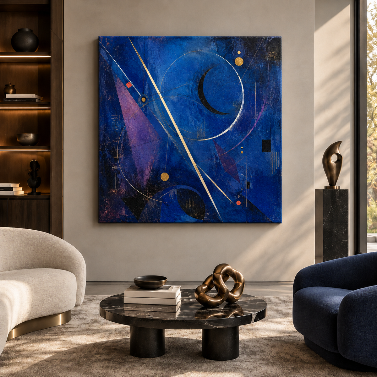 Blue Interval in Ultramarine — unframed mirror-wrap stretched canvas mockup