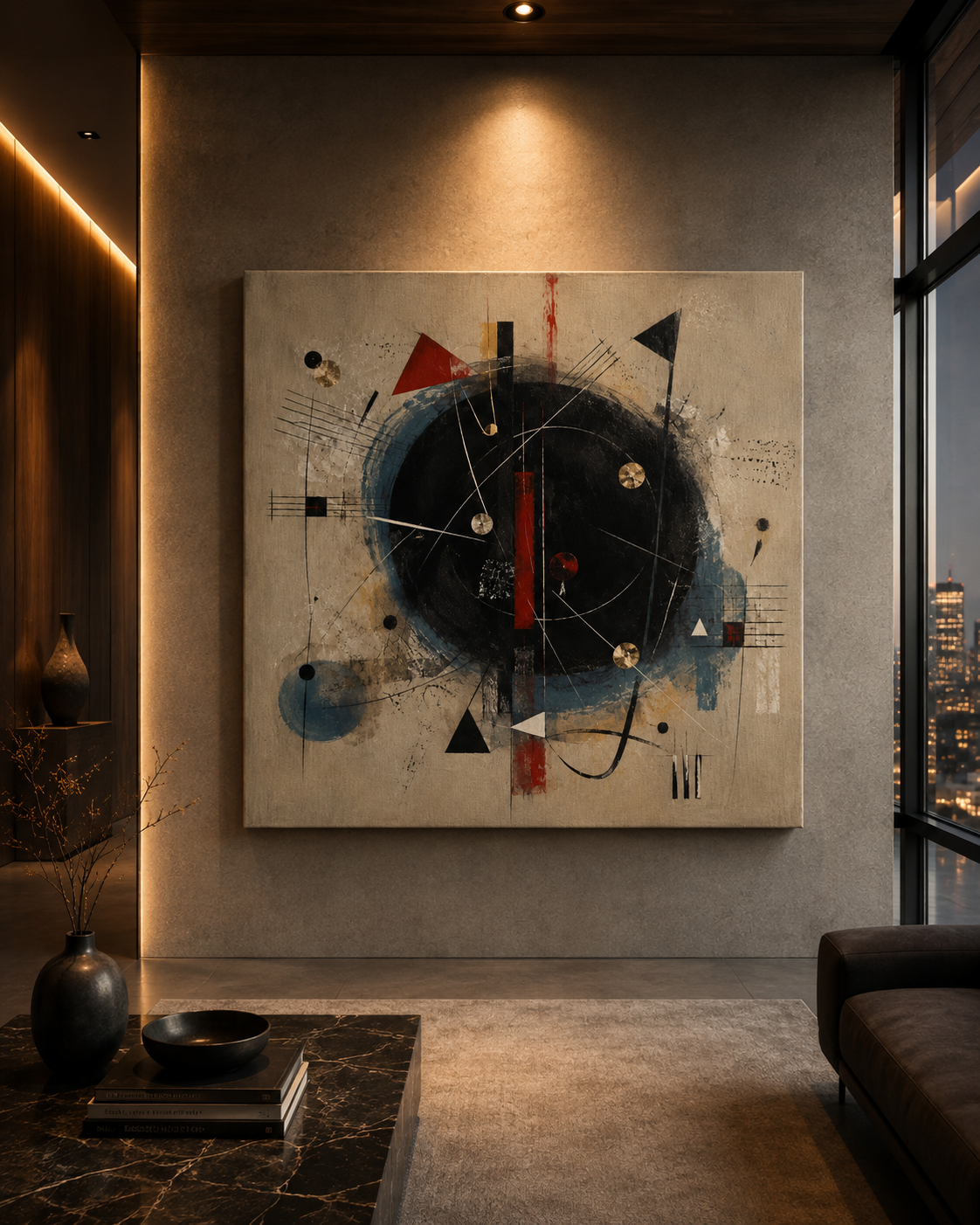 Black Rhythm Sudden Percussion — unframed mirror-wrap stretched canvas mockup