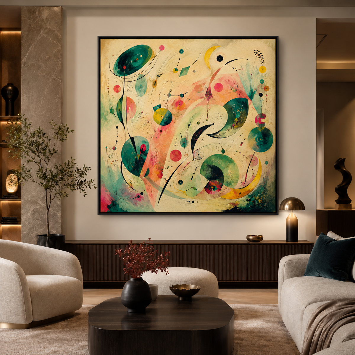 Verdant Dream in Emerald Harmony — black floating frame mockup