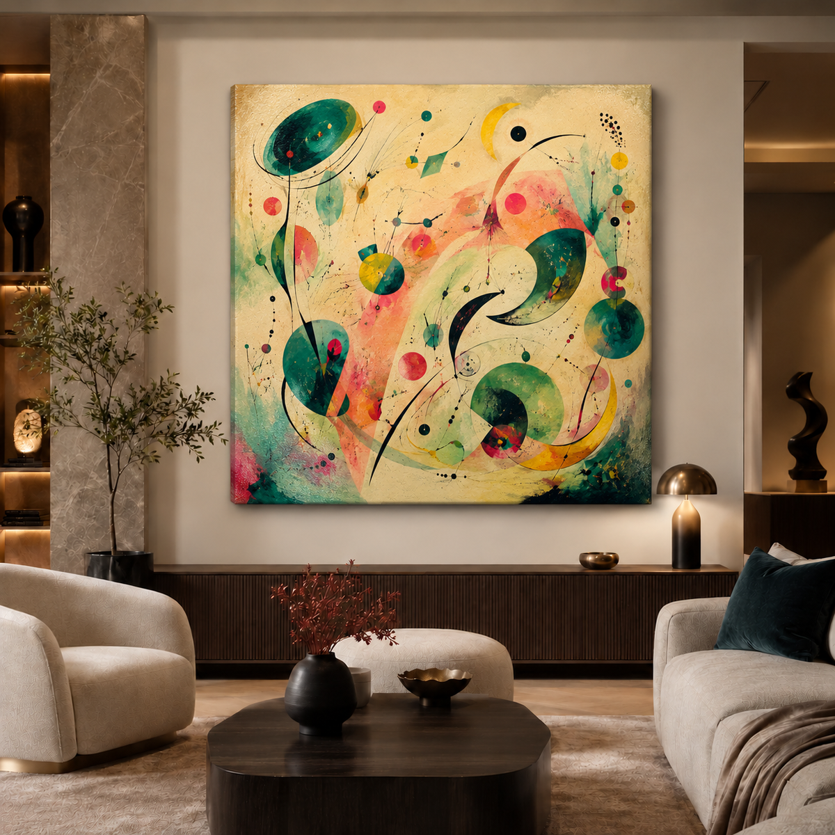 Verdant Dream in Emerald Harmony — unframed mirror-wrap stretched canvas mockup