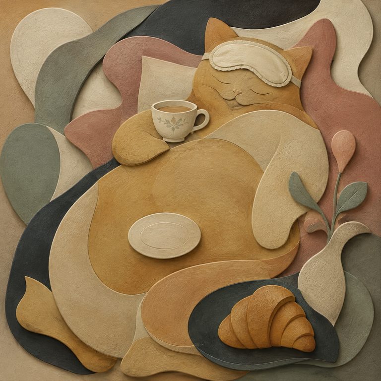 Biomorphic Cat's Quiet Coffee Dream