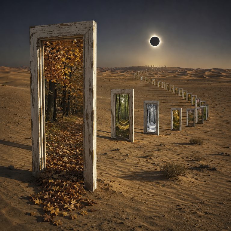 Desert doors toward the black eclipse