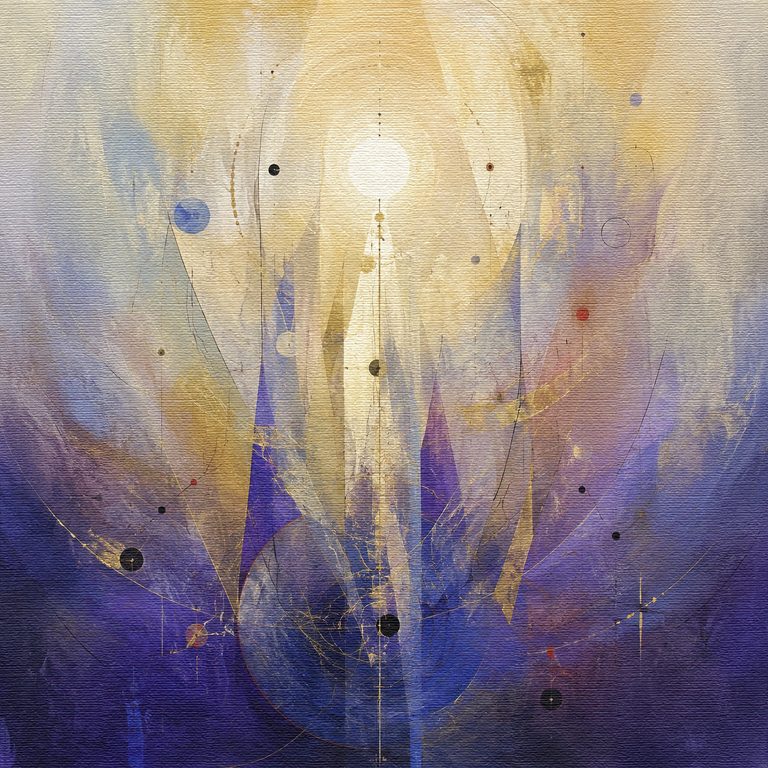 Ivory-Gold Ascent Through Violet Light