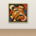 Joyful orange cat in biomorphic relief