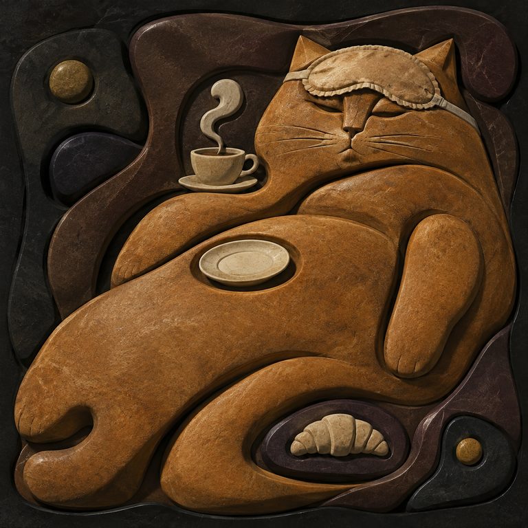 Monumental terracotta tabby reverie